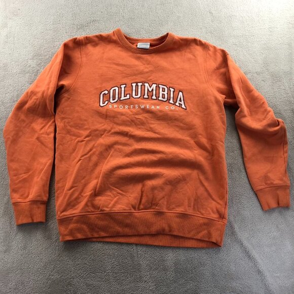 Columbia Womens Sweatshirt Medium Orange Long Sleeve Crew Neck Pullover Casual - Picture 13 of 14
